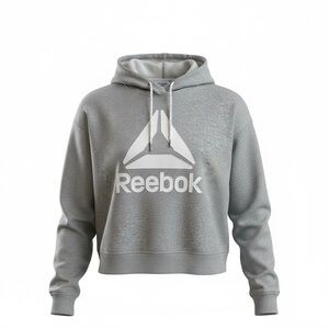Reebok Womens Size XXL Graphic Long Sleeve Cropped Hoodie Grey NWT
